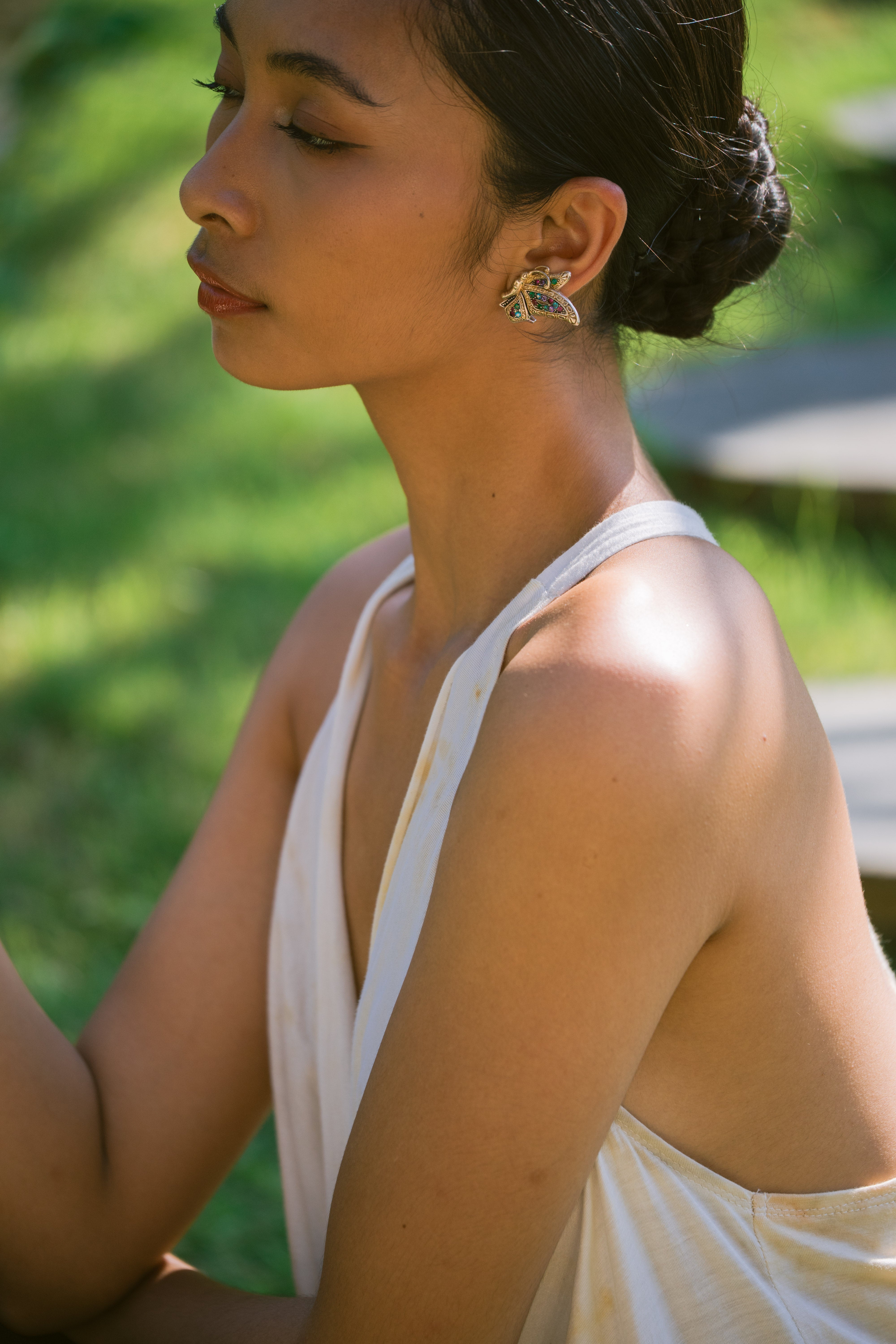 Tirta Puspa White, Blue, Orange, Brown & Yellow Eco Vero Friendly Tank Top