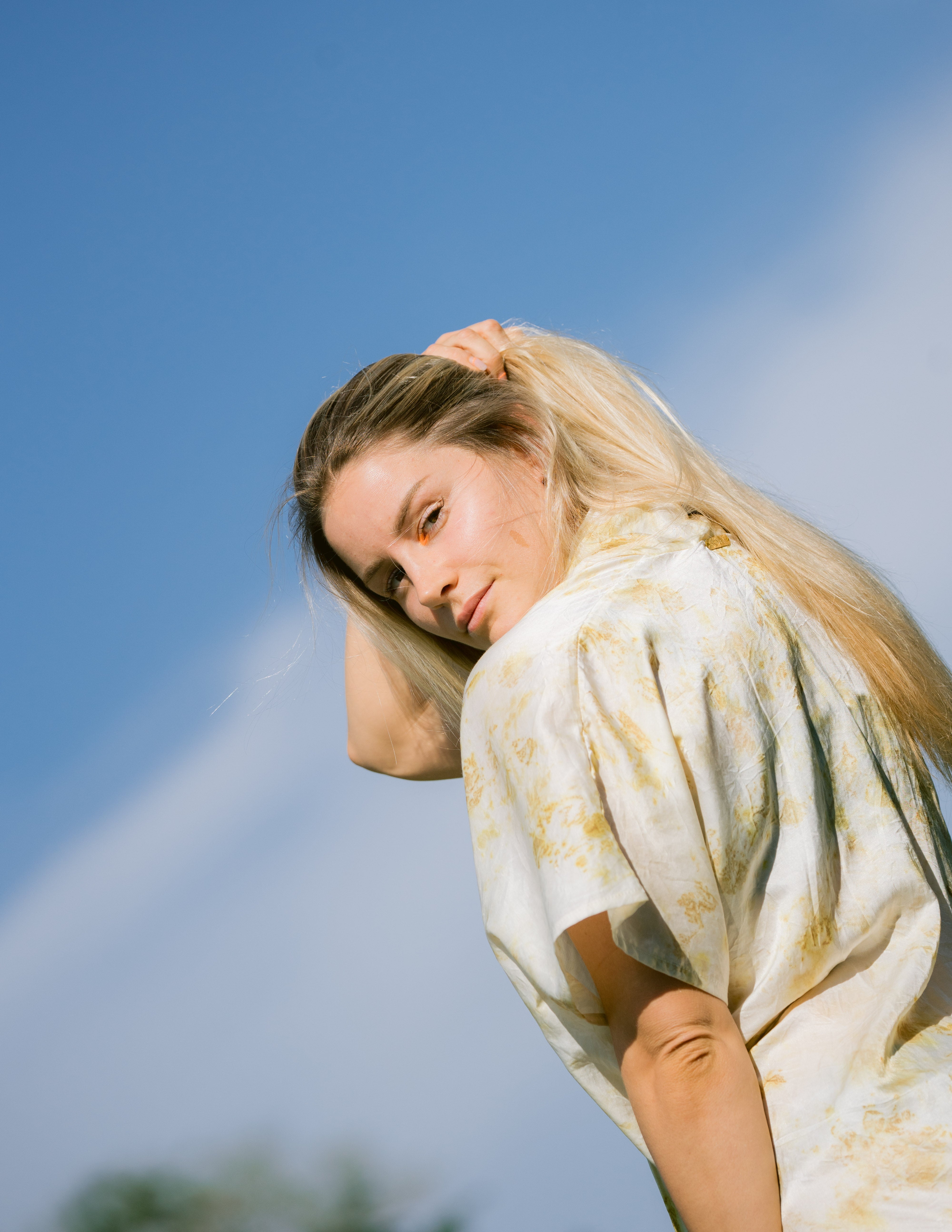 The Yogini – White, Yellow & Green Cotton Silk Eco Print Pyjamas